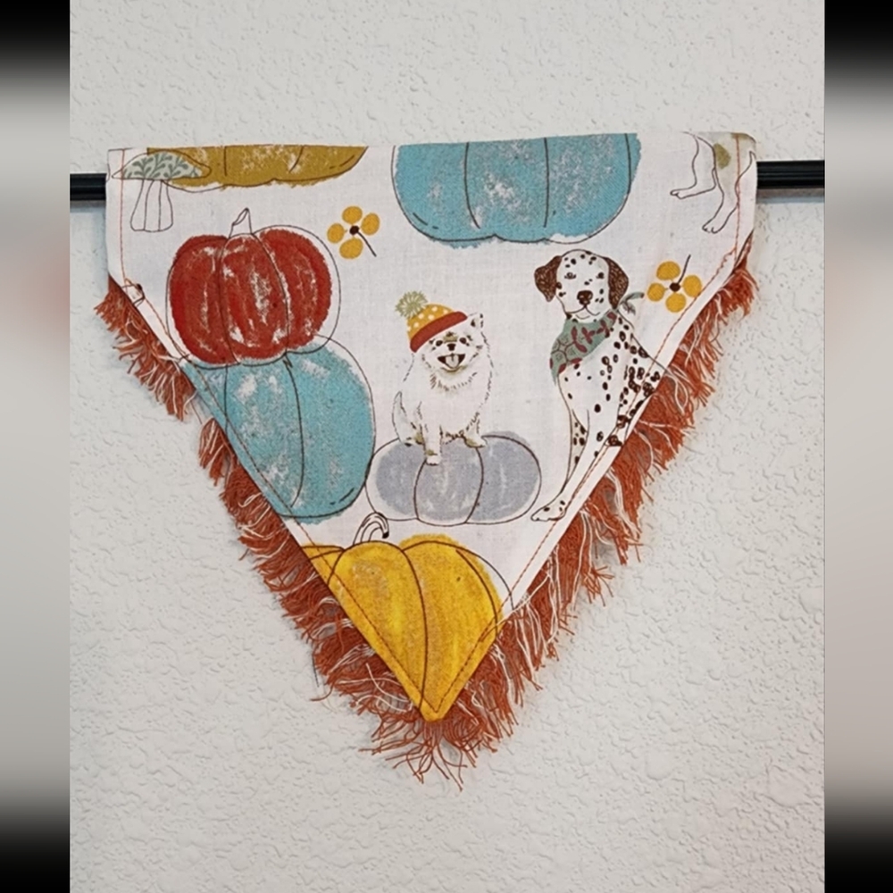 SMALL Fall Dog Bandana with Fringe